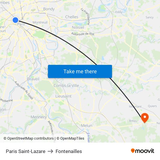 Paris Saint-Lazare to Fontenailles map