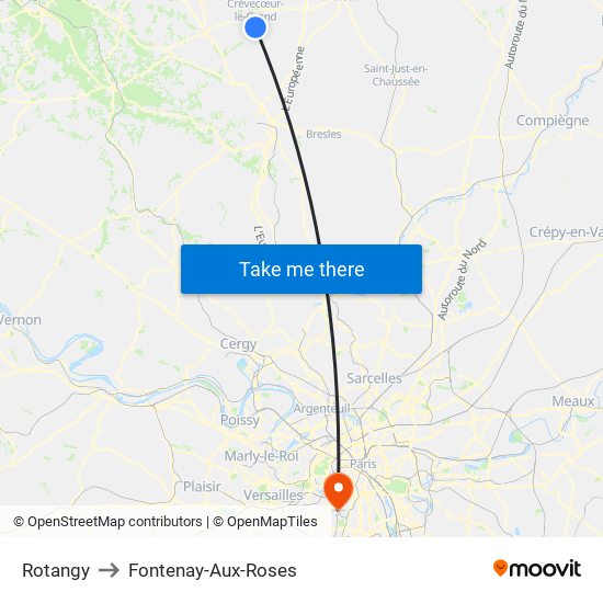 Rotangy to Fontenay-Aux-Roses map