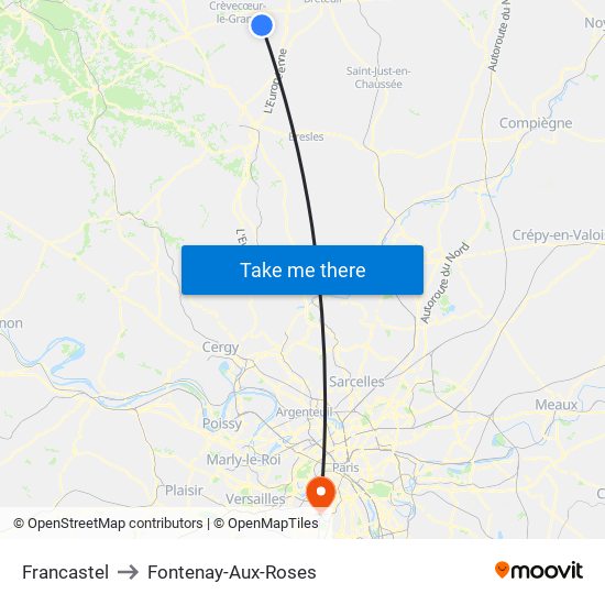 Francastel to Fontenay-Aux-Roses map