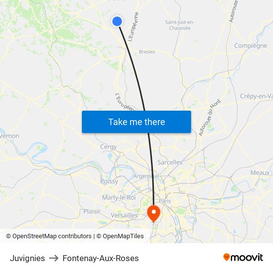 Juvignies to Fontenay-Aux-Roses map