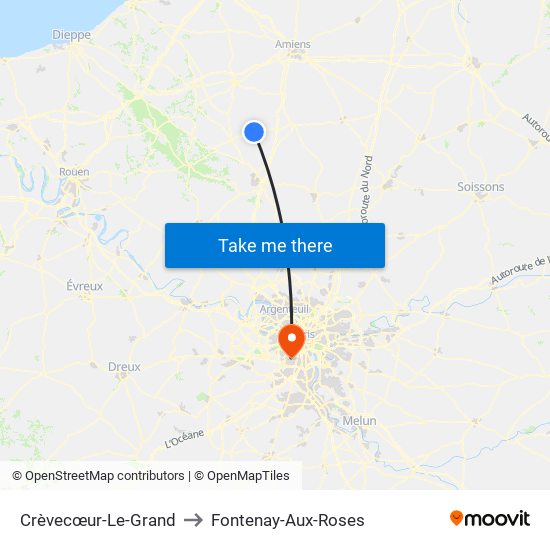 Crèvecœur-Le-Grand to Fontenay-Aux-Roses map