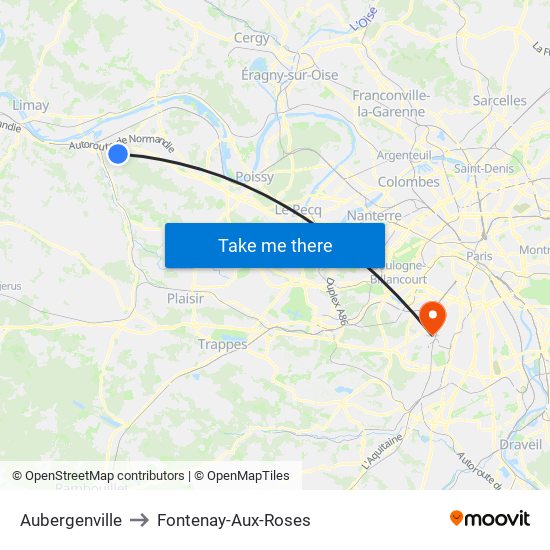 Aubergenville to Fontenay-Aux-Roses map