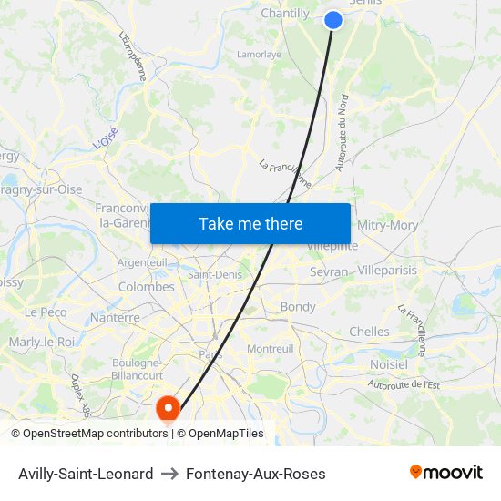 Avilly-Saint-Leonard to Fontenay-Aux-Roses map