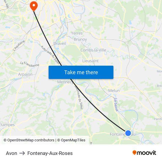 Avon to Fontenay-Aux-Roses map