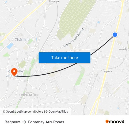 Bagneux to Fontenay-Aux-Roses map