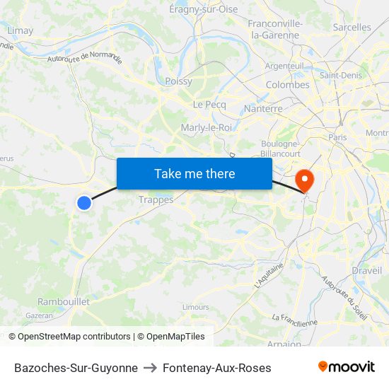 Bazoches-Sur-Guyonne to Fontenay-Aux-Roses map