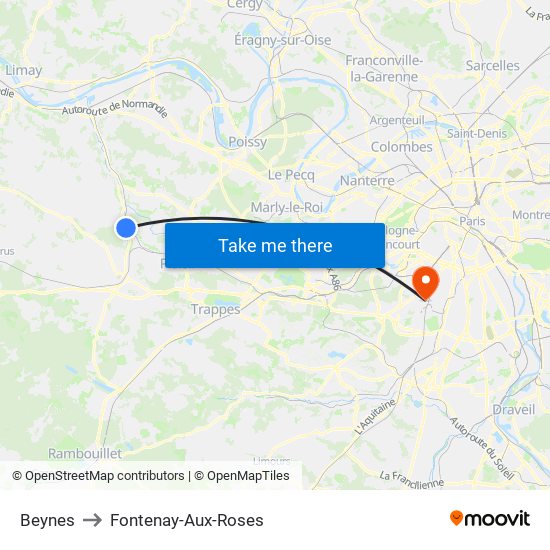 Beynes to Fontenay-Aux-Roses map