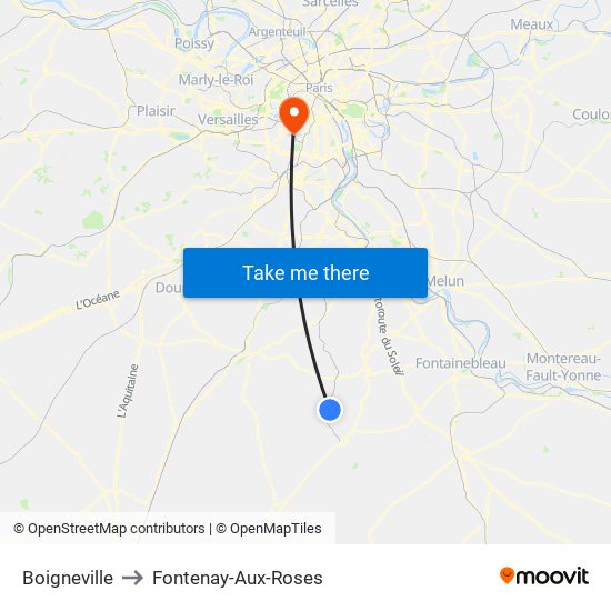 Boigneville to Fontenay-Aux-Roses map