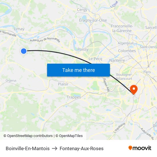 Boinville-En-Mantois to Fontenay-Aux-Roses map