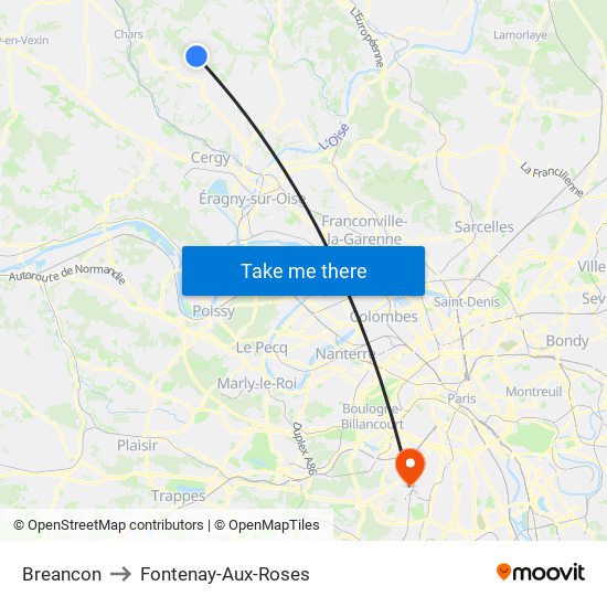 Breancon to Fontenay-Aux-Roses map