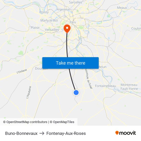 Buno-Bonnevaux to Fontenay-Aux-Roses map