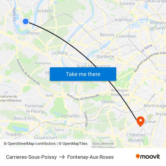 Carrieres-Sous-Poissy to Fontenay-Aux-Roses map