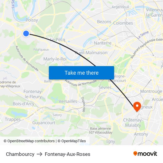 Chambourcy to Fontenay-Aux-Roses map