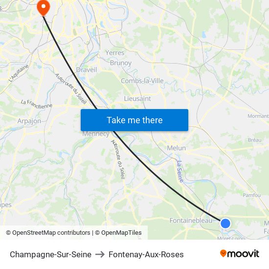 Champagne-Sur-Seine to Fontenay-Aux-Roses map