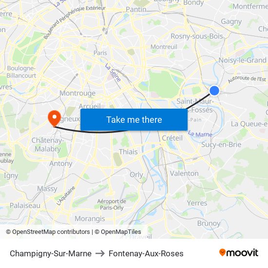 Champigny-Sur-Marne to Fontenay-Aux-Roses map