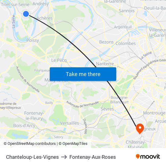 Chanteloup-Les-Vignes to Fontenay-Aux-Roses map