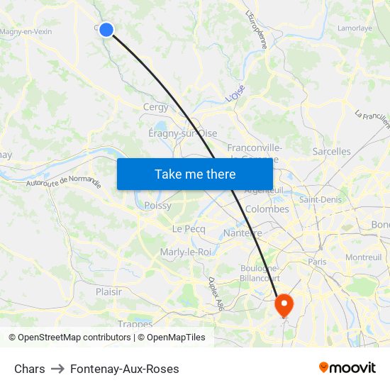 Chars to Fontenay-Aux-Roses map