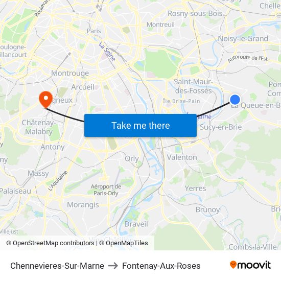 Chennevieres-Sur-Marne to Fontenay-Aux-Roses map