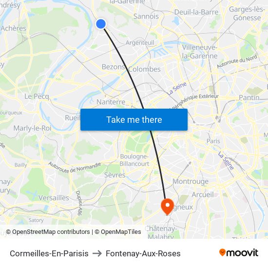 Cormeilles-En-Parisis to Fontenay-Aux-Roses map