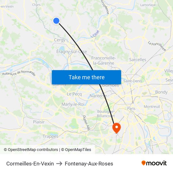 Cormeilles-En-Vexin to Fontenay-Aux-Roses map