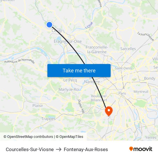 Courcelles-Sur-Viosne to Fontenay-Aux-Roses map