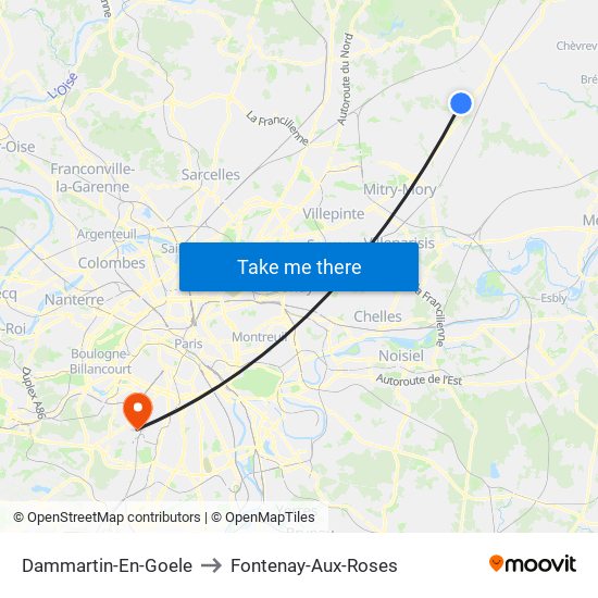 Dammartin-En-Goele to Fontenay-Aux-Roses map