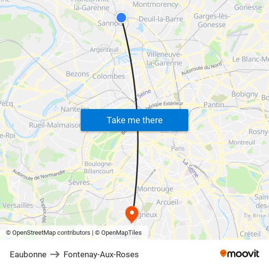 Eaubonne to Fontenay-Aux-Roses map