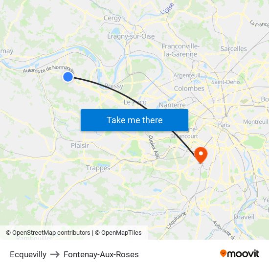 Ecquevilly to Fontenay-Aux-Roses map