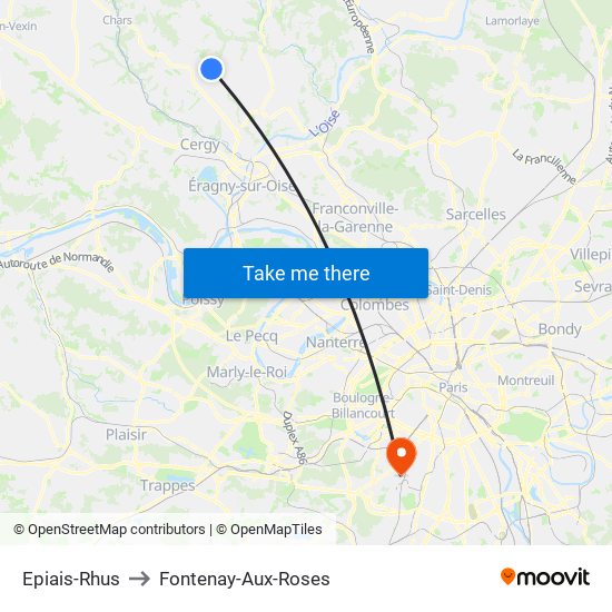 Epiais-Rhus to Fontenay-Aux-Roses map
