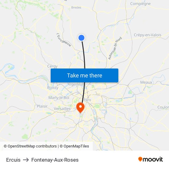 Ercuis to Fontenay-Aux-Roses map