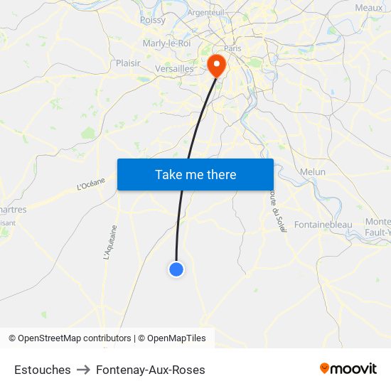 Estouches to Fontenay-Aux-Roses map