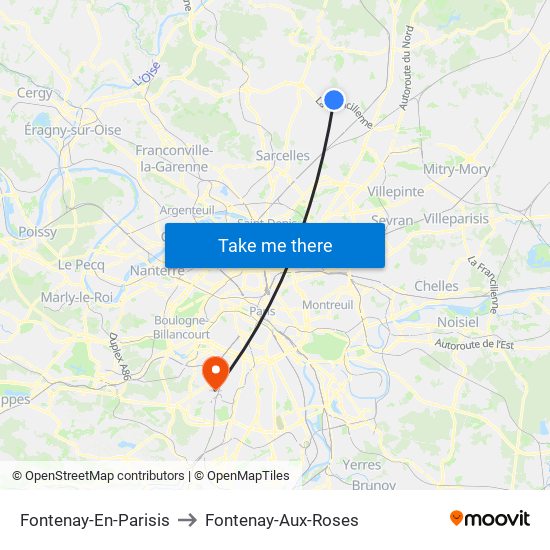 Fontenay-En-Parisis to Fontenay-Aux-Roses map