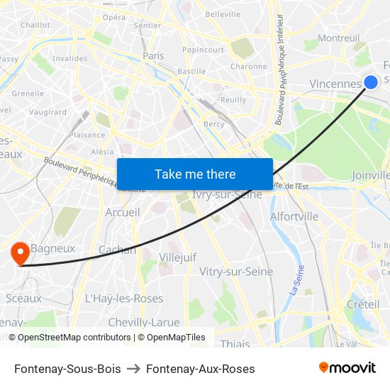 Fontenay-Sous-Bois to Fontenay-Aux-Roses map