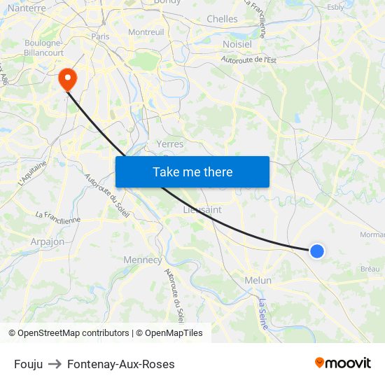 Fouju to Fontenay-Aux-Roses map