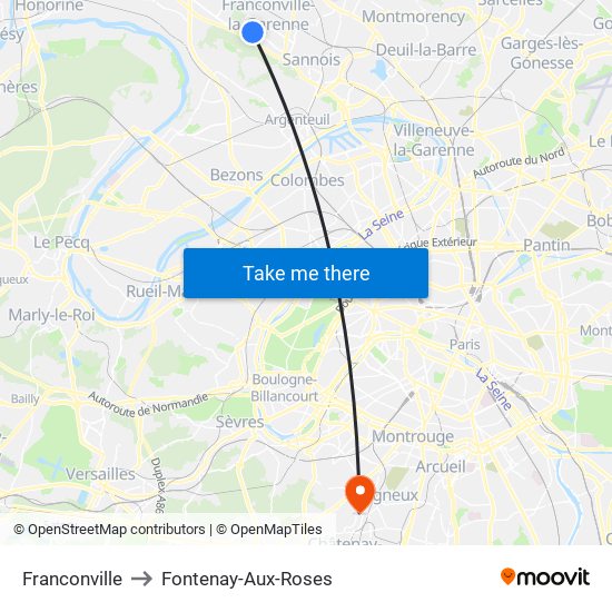 Franconville to Fontenay-Aux-Roses map