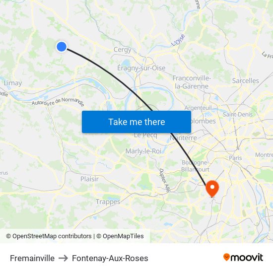 Fremainville to Fontenay-Aux-Roses map