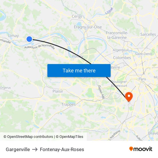 Gargenville to Fontenay-Aux-Roses map