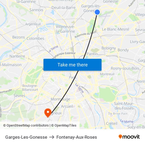 Garges-Les-Gonesse to Fontenay-Aux-Roses map