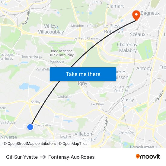 Gif-Sur-Yvette to Fontenay-Aux-Roses map