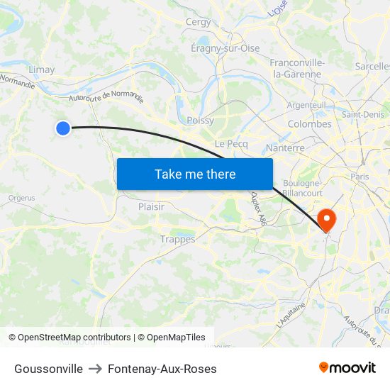 Goussonville to Fontenay-Aux-Roses map