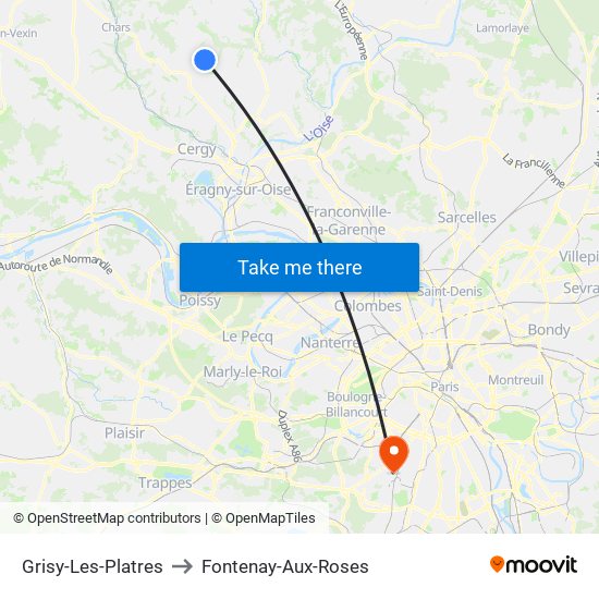 Grisy-Les-Platres to Fontenay-Aux-Roses map