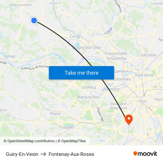 Guiry-En-Vexin to Fontenay-Aux-Roses map