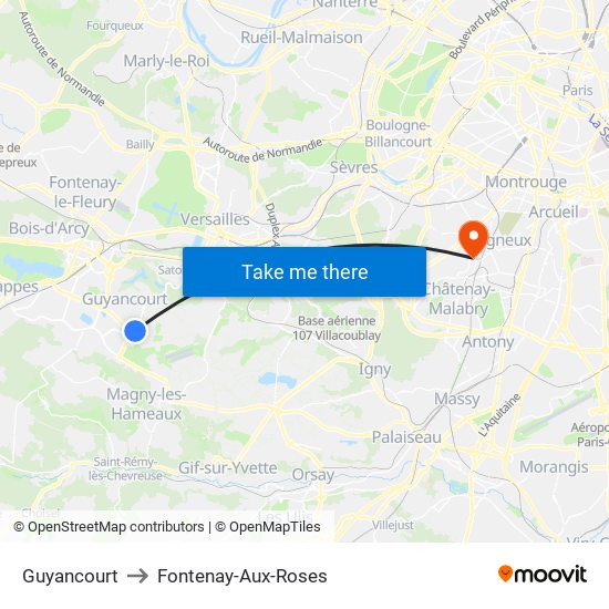 Guyancourt to Fontenay-Aux-Roses map