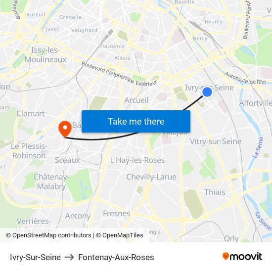 Ivry-Sur-Seine to Fontenay-Aux-Roses map