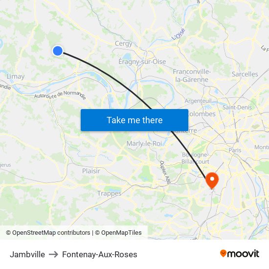 Jambville to Fontenay-Aux-Roses map