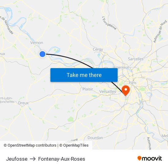 Jeufosse to Fontenay-Aux-Roses map