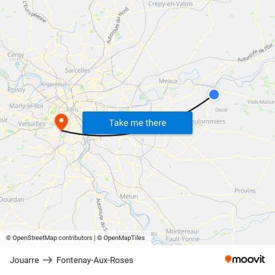 Jouarre to Fontenay-Aux-Roses map