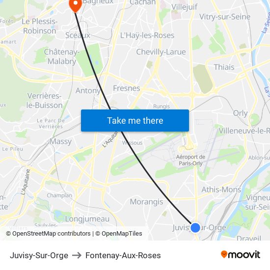 Juvisy-Sur-Orge to Fontenay-Aux-Roses map