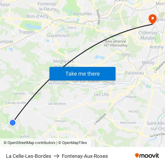 La Celle-Les-Bordes to Fontenay-Aux-Roses map