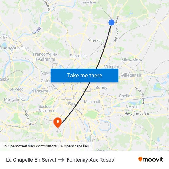 La Chapelle-En-Serval to Fontenay-Aux-Roses map